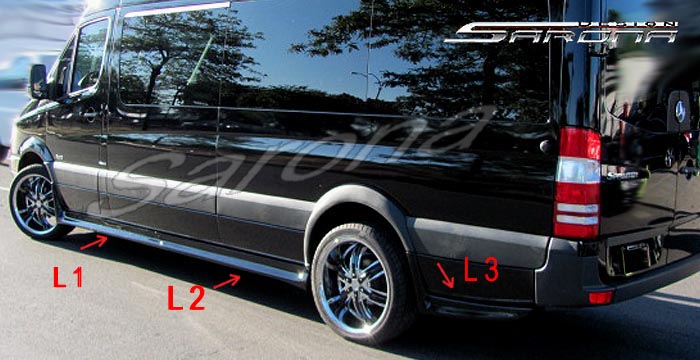 Custom Mercedes Sprinter  Extended Side Skirts (2019 - 2023) - $980.00 (Part #MB-076-SS)